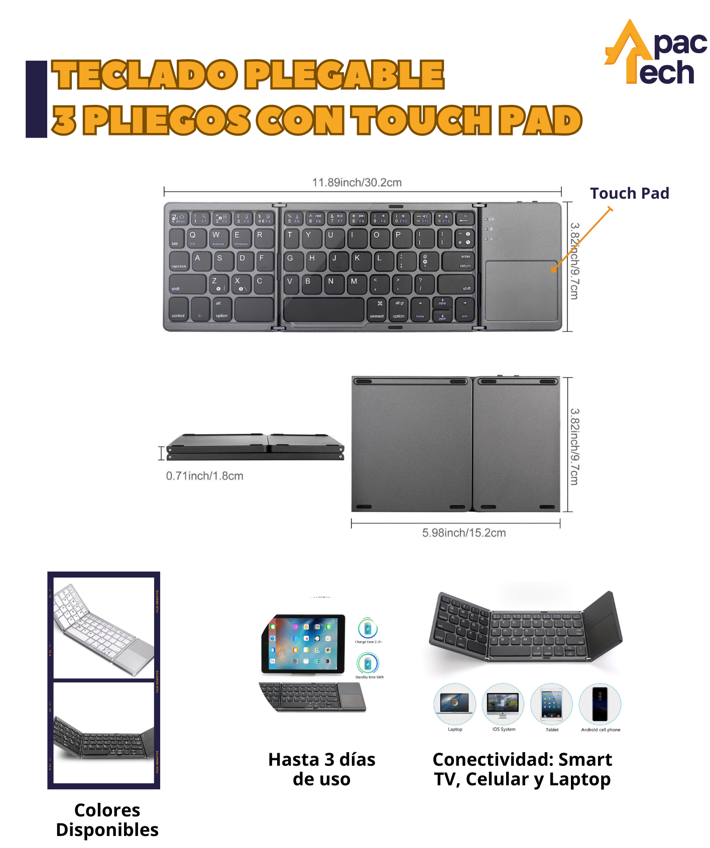 Teclado Inalambrico Plegable con Touch P